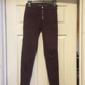 American Eagle Skinny Jeans maroon